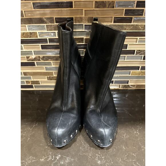 CHARLES DAVID Black Leather Studded High Heel Platform Booties Boot Size - Picture 3 of 9
